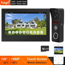 TUYA-videoportero inteligente con pantalla táctil para el hogar, intercomunicador con WiFi, Monitor de 7 pulgadas, 1080P, timbre, cámara, videoportero inalámbrico