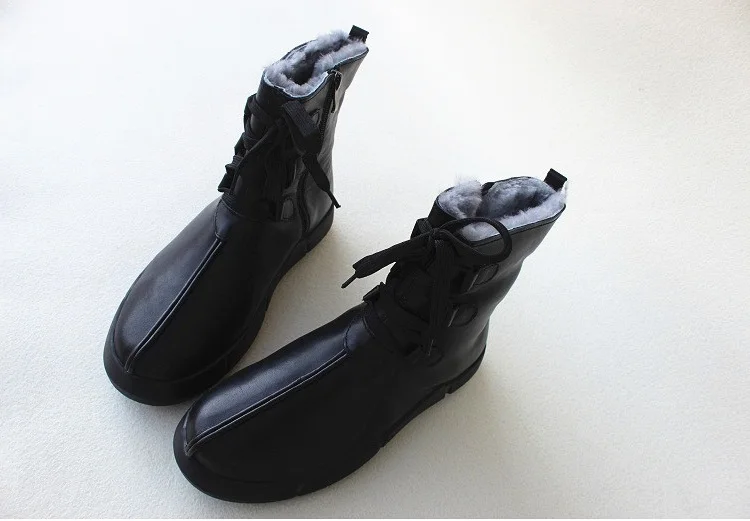 Careaymade-короткие ботинки из натуральной шерсти на толстой подошве из воловьей кожи с мягкой подошвой; хлопковая обувь с высоким берцем; Теплая мужская зимняя обувь