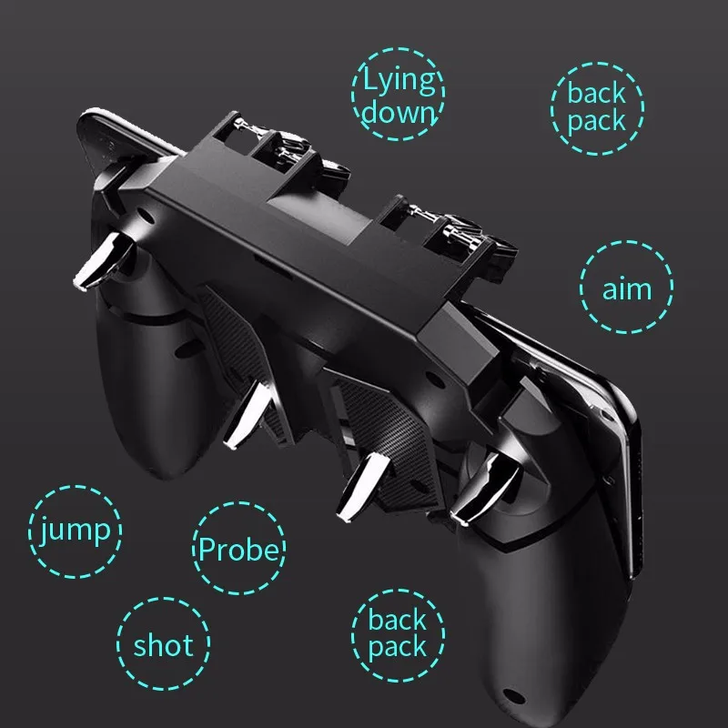  AK66 Six Fingers PUBG Game Controller Gamepad Metal Trigger Shooting Free Fire Gamepad Joystick For