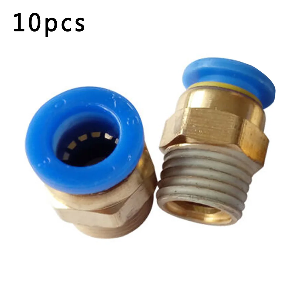 

10pcs 8mm Tube Connector For 1/8 BSPT Male Push Fitting Air Pneumatic Coupling