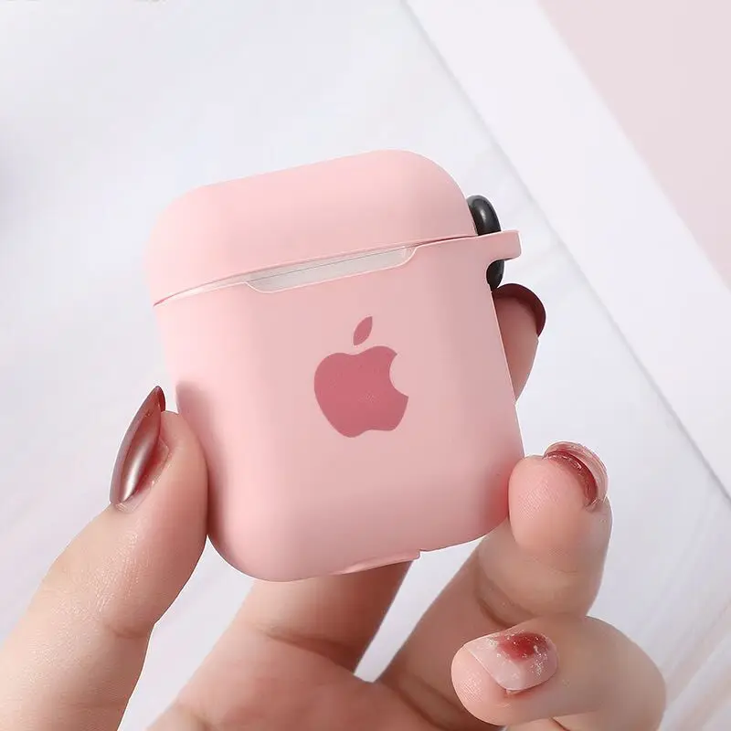 Для Apple AirPods 2 1 Аксессуары для наушников Мягкий чехол милый логотип беспроводной Bluetooth защитный чехол с крючками сумка