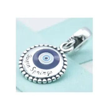 

PDB 925 Sterling Silver Blue Devil Eye Pendant, Gift for Women Accessories, DIY Bracelet Free Shipping.