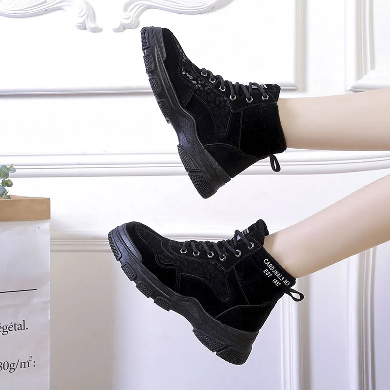 Женская прогулочная обувь; сезон осень-зима; пикантные ботильоны с леопардовым принтом; уличная женская обувь на нескользящей подошве; botas zapatos mujer; женские кроссовки