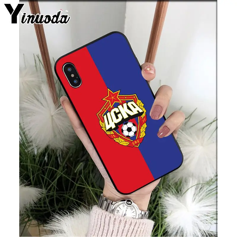 Yinuoda PFC ЦСКА, мягкий черный чехол из ТПУ для телефона iPhone 5 5Sx 6 7 7plus 8 8Plus X XS MAX XR