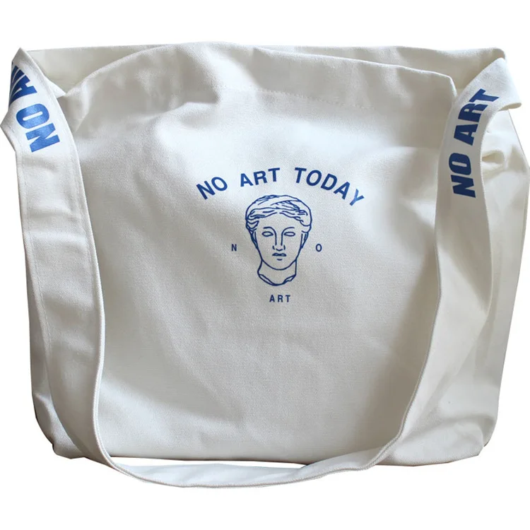 

Ougger Big Shoulder Bag Female Crossbody Bags Summer White Canvas Popular Korean Style Characters Bags with Letter for Shopping