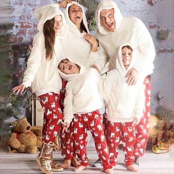 

Family Matching Christmas Pajamas Set 2pcs Plush Winter Warm Men Women Kid Parent-child Clothes Sleepwear Nightwear Pajymas New