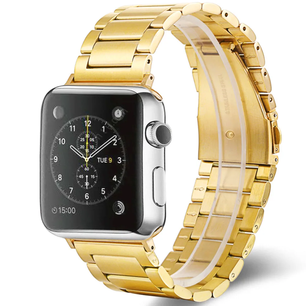 Ремешок из нержавеющей стали для Apple Watch ремешок 40 мм 44 браслет с пряжкой сменный