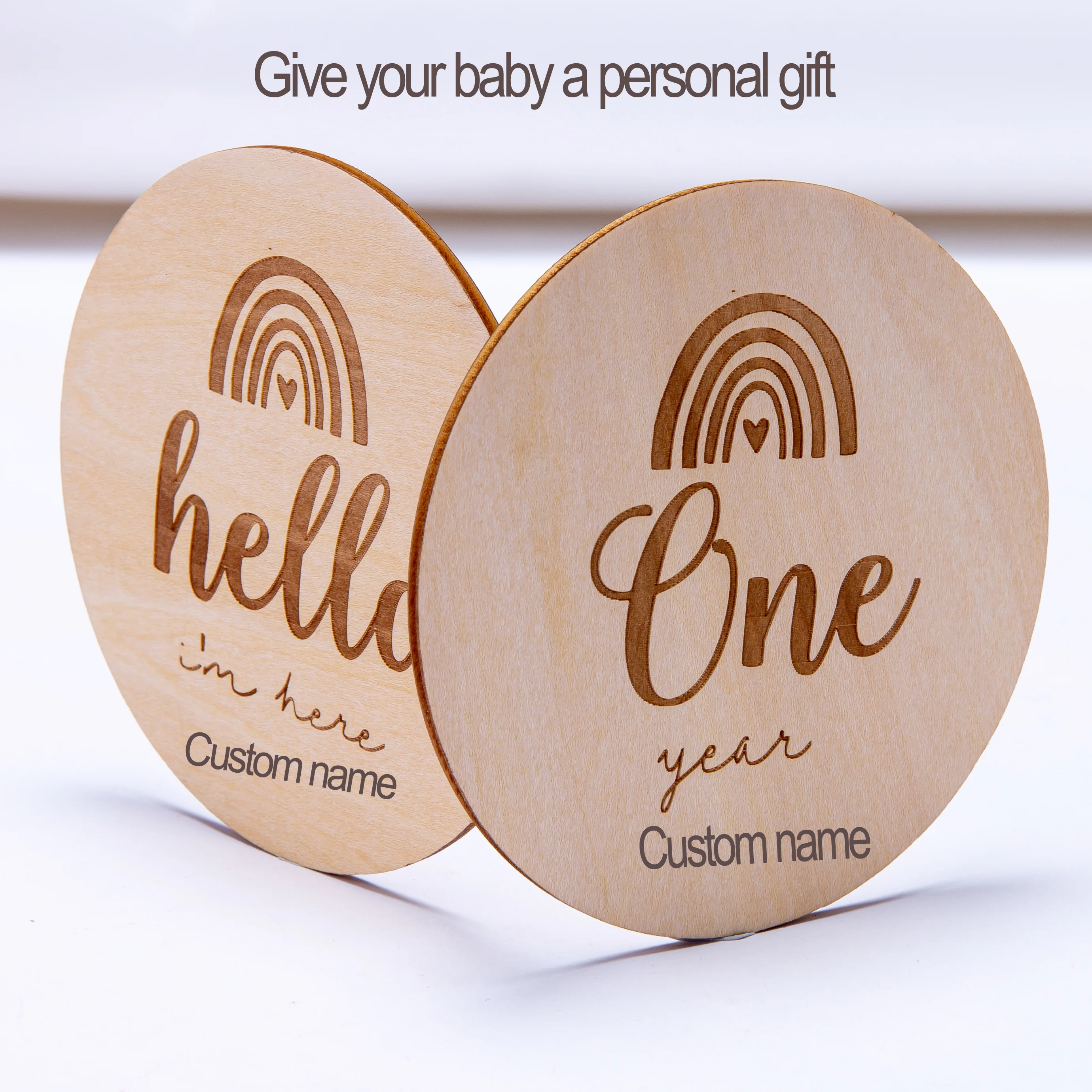 Milestone de madera hecho a mano para bebé, tarjeta conmemorativa de año recién nacido, accesorios de fotografía, mordedor, herramienta de fotografía personalizada