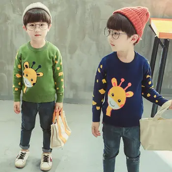 

Toddler Baby Boy Sweater With Deer Kids Cartoon Knit Sweaters Cute Animal Cartoon Pattern Spring Autumn Knitted Tops For Boys