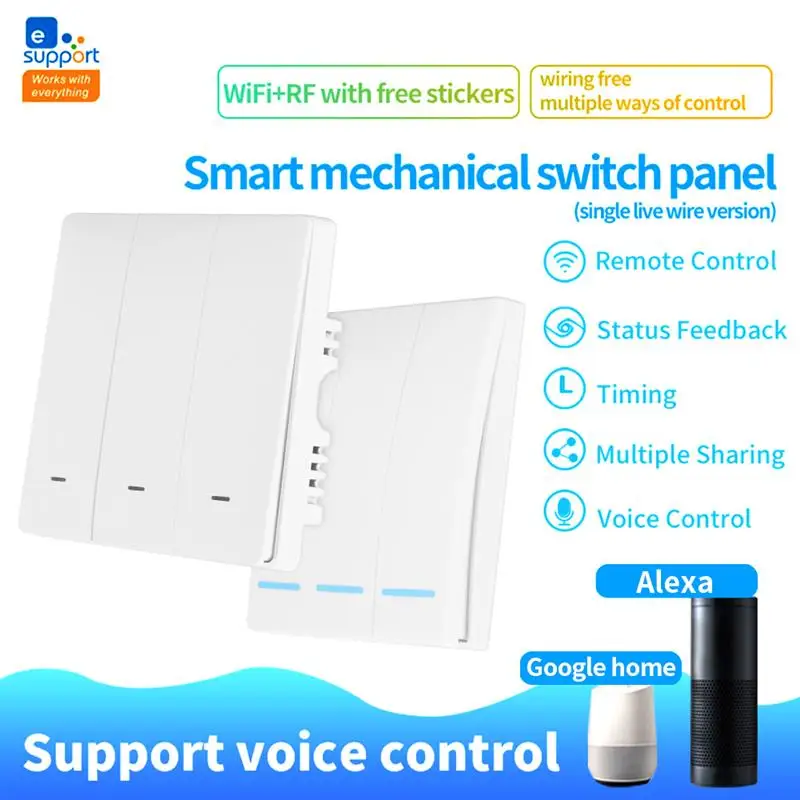 

Wall Smart Touch Light Switch APP EWeLink WiFi And FR Voice Controlling Controller Work With Amazon Alexa And Google Assistant