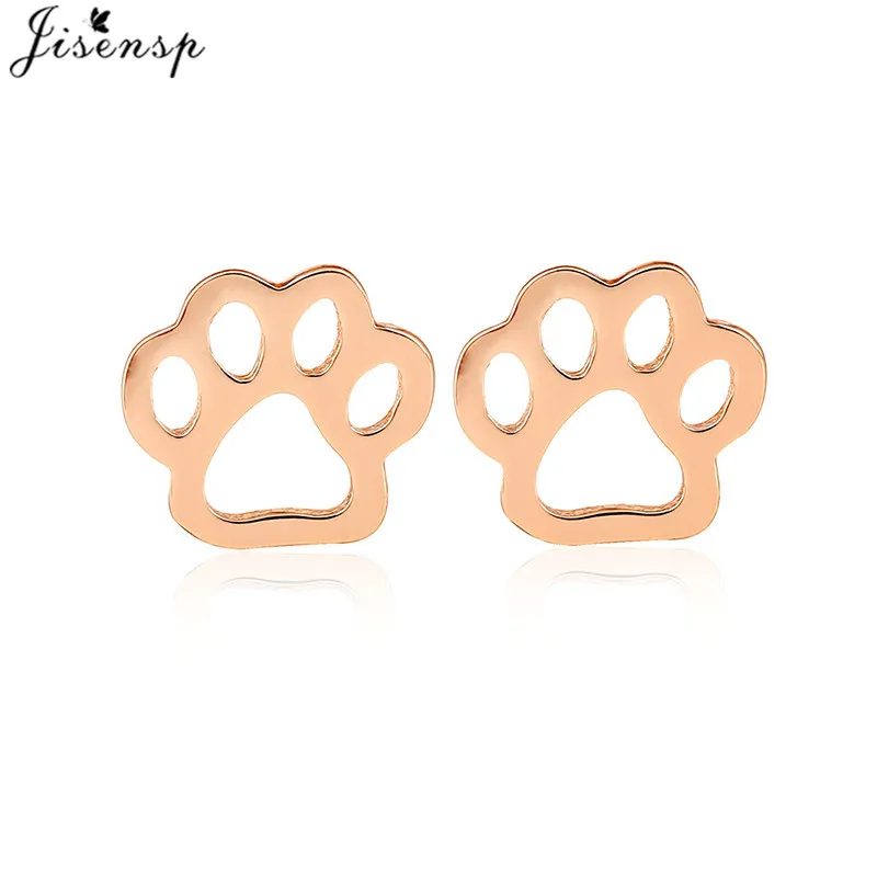 Jisensp милые животные печати Pet серьги с лапами маленькие серьги-гвоздики из нержавеющей стали для женщин и детей модные ювелирные изделия Букле д 'ореиль - Окраска металла: GED089R