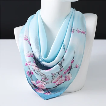 

Floral Print 70*70 Square Scarves 2020 New Female Elegant Silk Neck Scarf Fashion Women Hair Accessories Foulard Bandana
