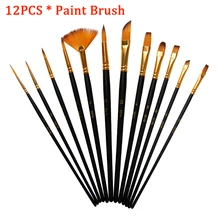 12 шт нейлоновая ручка для начинающих акриловая ручка разного размера инструмент для рисования акварельные масляные краски товары для рукоделия набор кистей для обучения