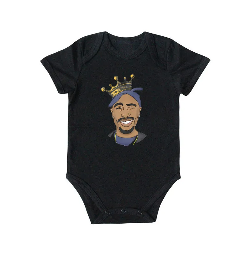 infantil bodysuits bebê tupac hip hop swag impressão manga curta macacão moda roupas meninos meninas roupas