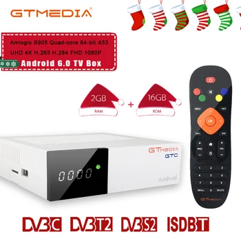 

GTMEDIA GTC Satellite Receiver android 6.0 TV BOX BT4.0 2GB RAM 16GB ROM DVB-S2 DVB-C DVB-T2 ISDB-T Amlogic S905D with Free Line