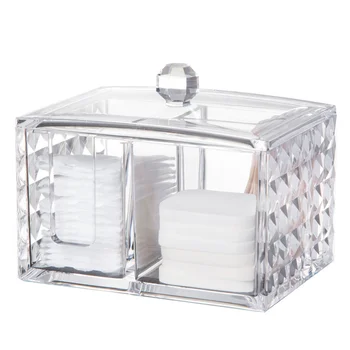 

1 pc Storage Box Dustproof Transparent Diamond Pattern Acrylic Organizer with Lid for Swabs Cotton Pads