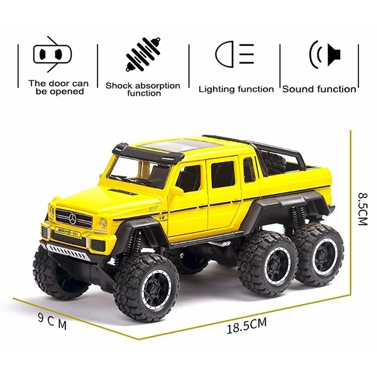 1:32 6WD литая под давлением металлическая G63 внедорожная модель автомобиля SUV транспортные средства G 63 6X6 колеса детские игрушки для детей светящиеся подарочные Автомобильные игрушки