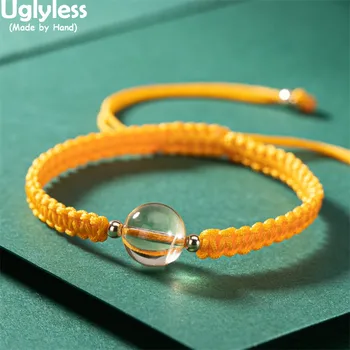 

Uglyless Unisex Knitted Rope Infinity Bracelets for Women Men 6 Colors Multi Gemstones Balls Bracelets 925 Silver Students Jewel