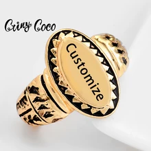 

Cring Coco Personalized Custom Engrave Name Ring Women Hawaiian Gold Color Personalize Finger Rings Jewelry Mother Father Day