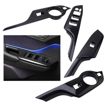 

4pcs Carbon Fiber Style Inner Window Lift Switch Panel Cover Trim Fit for Toyota C-HR CHR 2016 2017 2018 2019