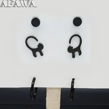 Серьги-гвоздики из нержавеющей стали с изображением кота, набор сережек в виде животных черного цвета, ювелирное изделие, подарок на Хэллоуин, серьги mujer moda E612979