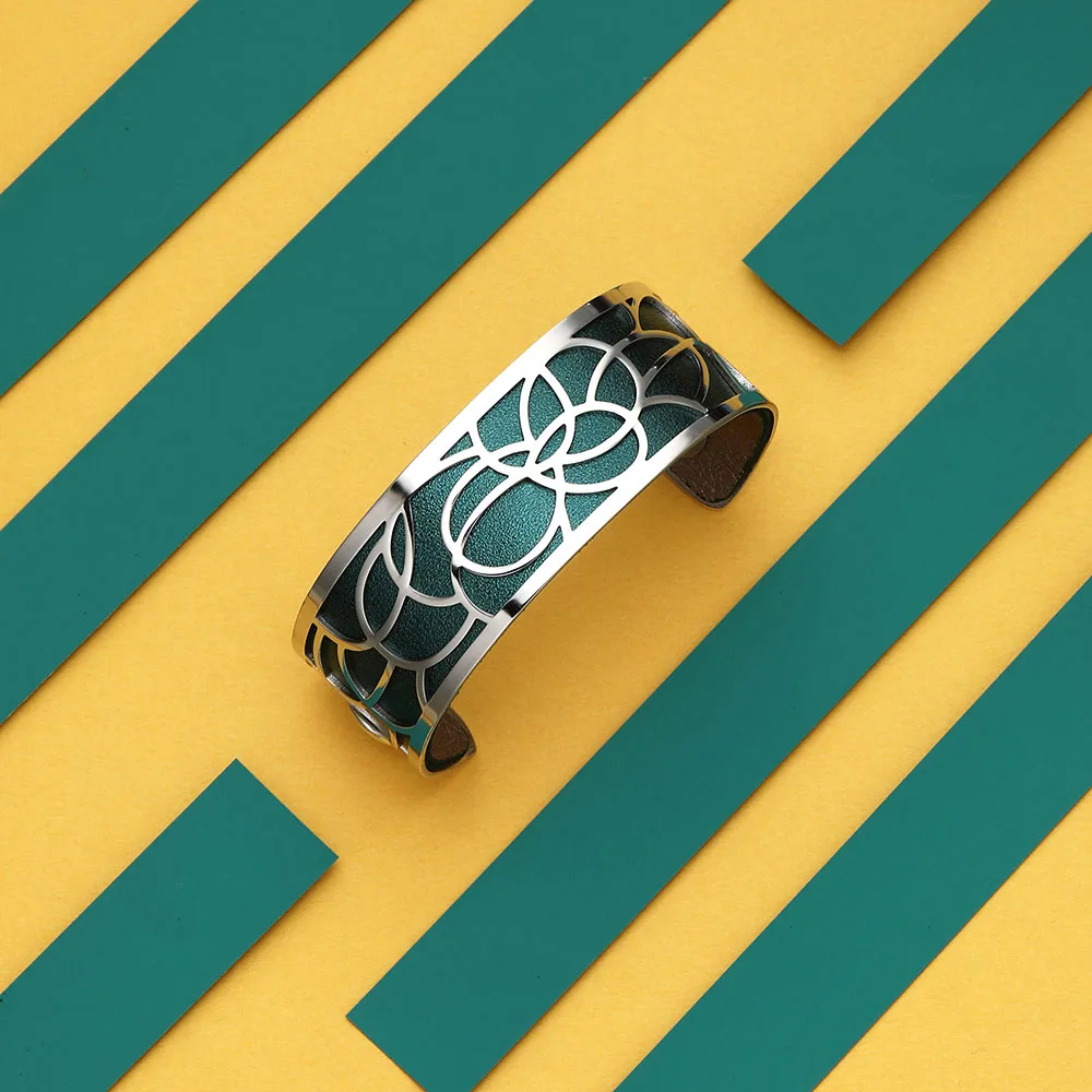 Legenstar браслет жоржет бижутерия в виде цветка acier inoxydable femme манкетный браслет Двусторонний кожаный браслет ювелирное изделие