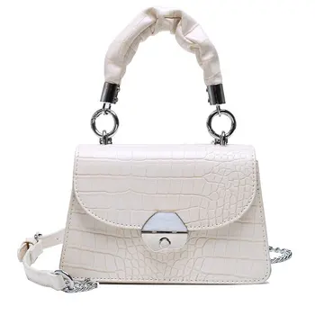 

Fashion Lady Handbag New Crocodile Pattern Shoulder Bag Female Solid Color Messenger Bag Women Four Seasons Universal White