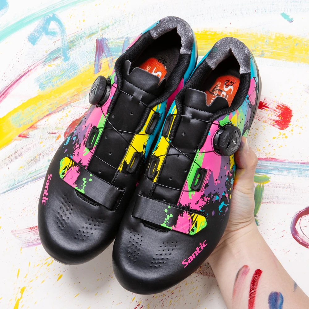 

Santic New Men Cycling Shoes Bicycle Shoes Breathable Rotating Buckle Bicycle Road Shoes Lightweight Asian Size S20013