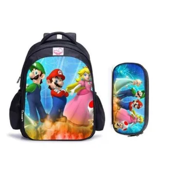 

16 Inch Mario Bros Children School Bags Orthopedic Backpack Kids School Boys Girls Teenage Mochila Infantil Catoon Bags