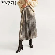 Весна лето Шикарная новая плиссированная юбка с высокой талией и принтом, женские элегантные Макси Повседневные Вечерние винтажные юбки INKEO YB407