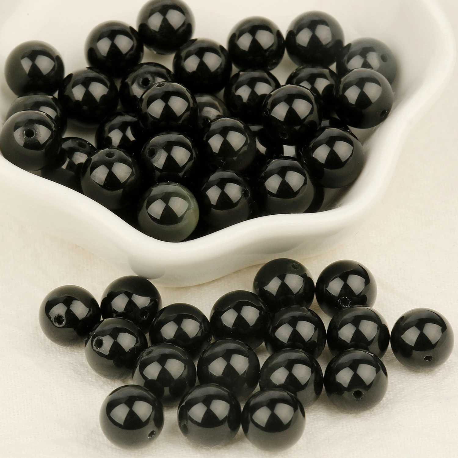 

Natural Stone Beads Black Obsidian Round Loose Beads 15inch 4 6 8 10 12mm for Jewelry Making DIY Bracelet Necklace Acccessories