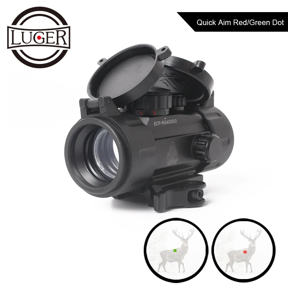 

LUGER 1X40 Tactical Optical Hunting Scopes Quick Aim Red Green Dot Sight Riflescope With 11mm/20mm Rail Mount Airsoft Air Guns