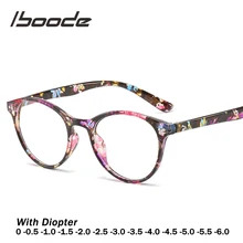 Iboode Ретро Цветочный принт готовой близорукость очки с оправой Для женщин Для мужчин 0 градусов-0,5 1,0 1,5 2,0 2,5 3,0 3,5 4,0 4,5 5,5 6,0