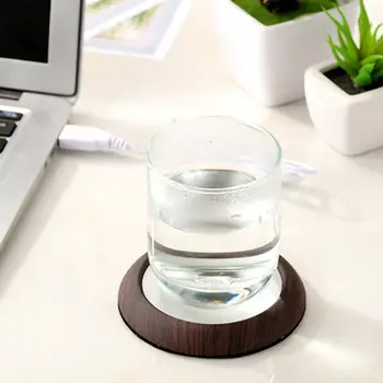 

USB Wood Grain Cup Warmer Heat Beverage Mug Mat Keep Drink Warm Heater Mugs Coaster HOT