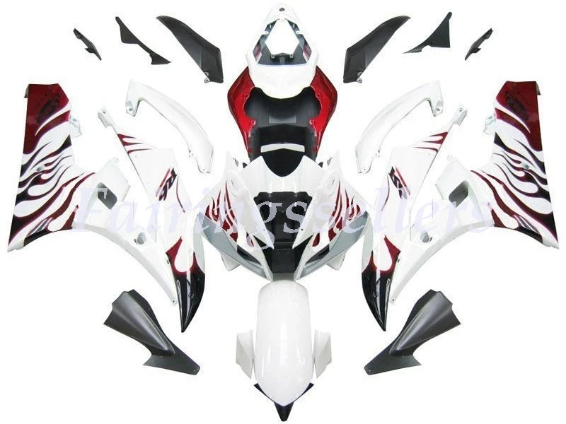ABS пластик Обтекатели подходят для Yamaha Обтекатели YZFR6 2006 2007 обтекатель кузова YZF R6 06 07 пользовательский Белый Красный Пламя