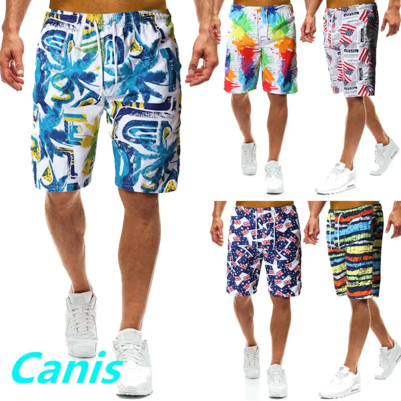 

Hirigin Men Beach Shorts Summer Swimming Trunks Male Swimwear Quick Dry Breathable Loose Print Elastic Casual Shorts
