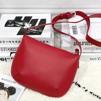 

Genuine Cow Leather Messenger Bag Women High Quality Real Leather Small Messenger Bag Shell Bag Mini Fashion Shoulder Bag