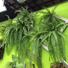 140 см Тропическое подвесное растение большой искусственный папоротник трава Букет Пластиковые листья зеленый лист настенный искусственный ветка дерева для домашнего декора