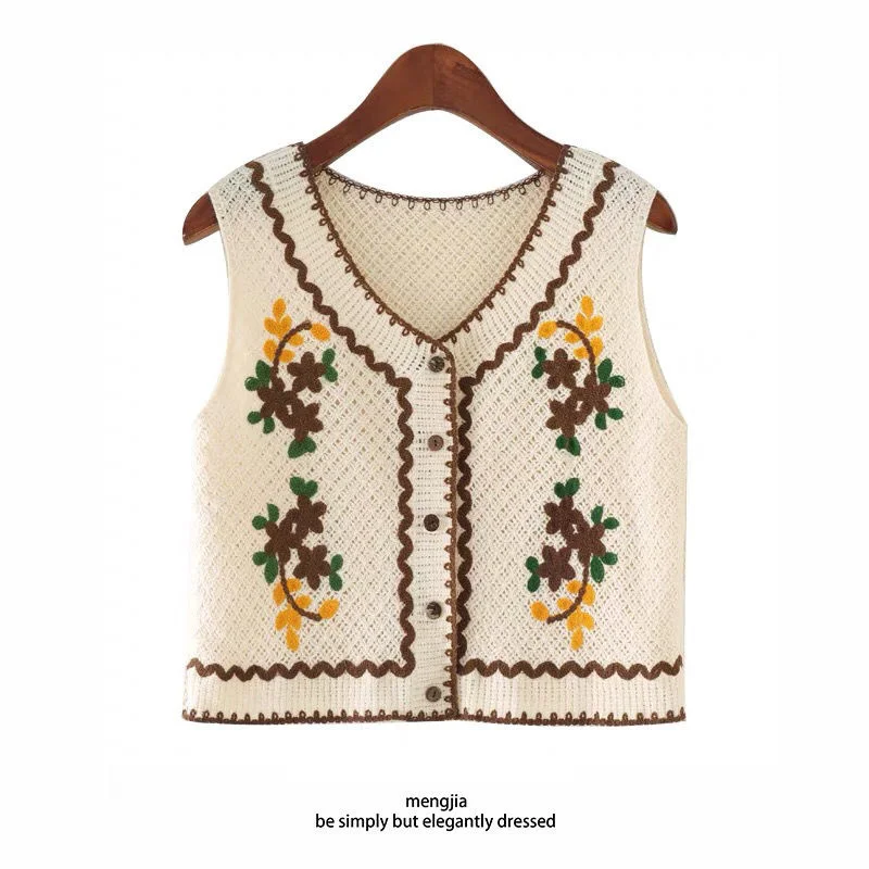 parka jacket women EUSHEY Flowers Embroidery Sweater Vest Women 2022 New Spring Autumn Sleeveless Short Waistcoat Female Prairie Chic Outerwear maxi puffer coat