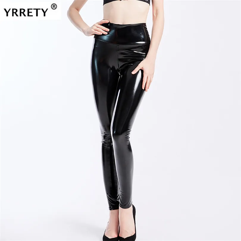 YRRETY S-3XL, Новинка осени, модные сексуальные тонкие черные леггинсы из искусственной кожи, леггинсы из искусственной кожи, тянущиеся леггинсы размера плюс