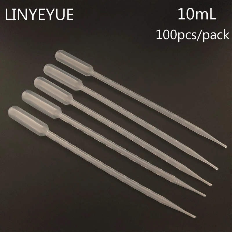 

100pcs/pack 10ml Pasteur Pipette Disposable Safe Plastic Eye Dropper Graduated Transfer Pipettes for Lab Experiment Supplies