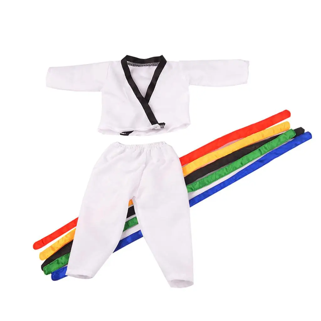 

Dolls Taekwondo Dobok Suit Uniform with 5 Belts for 18'' American Doll Doll