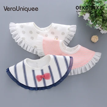 

VeraUniquee Bibs Girl Infant Newborn Cute Bow Bandana Baby Bibs Cotton Soft Adjustable Absorbent Saliva Towel Bibs For Children