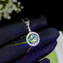 BOEYCJR 925 серебро 1ct/2ct зеленый Муассанит VVS помолвка элегантный свадебный кулон ожерелье для женщин Подарок на годовщину