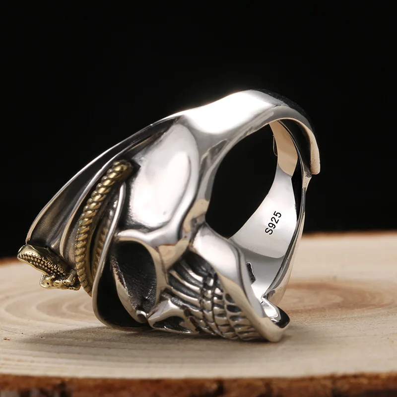 V. YA, регулируемое 925 пробы Серебряное кольцо с черепом для мужчин, мужской Солдат Второй мировой войны, тайское серебряное кольцо, ювелирное изделие, Anillos XYR024