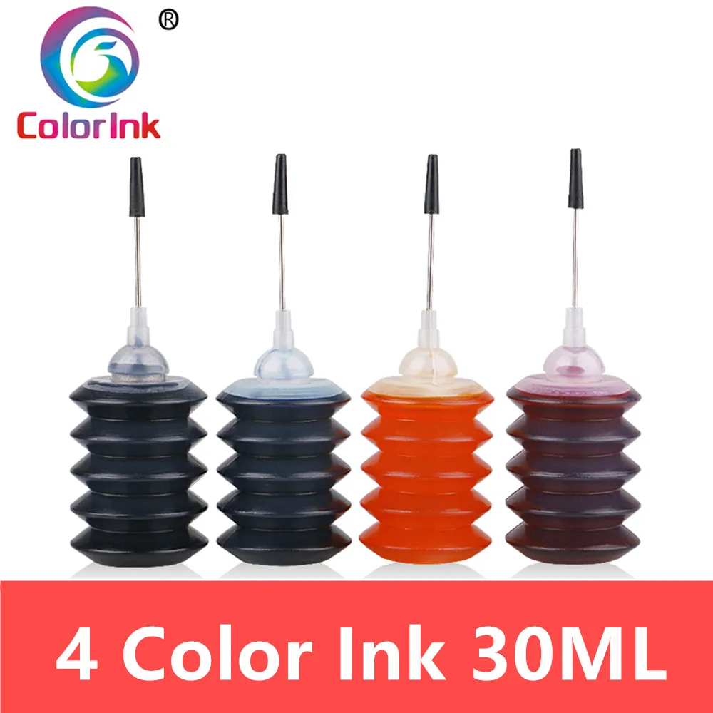 

ColorInk 4 bottle Black Universal 30ml dye ink K C M Y Refillable Ink kit For HP for Canon for Brother for Epson printer