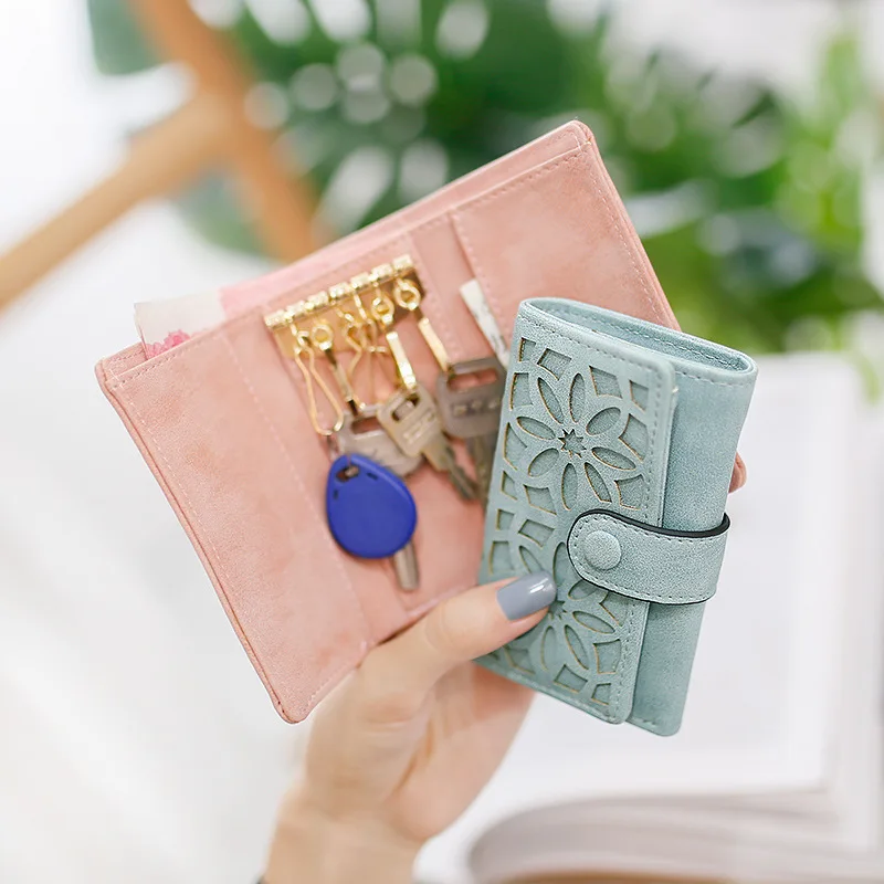 

Unisex Scrub Keychain Scrub Hollow Multi-function Pouch Purse Key Cover Bag Fashion Women Key Holder Organizer Car Key Case