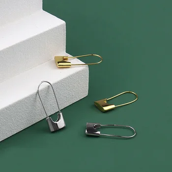 

S925 Silver Paper Clip On Drop Earrings for Women Trendy 2020 Simple Lock Geometric Earrings Ear Buckle Fine Jewelry Accessory