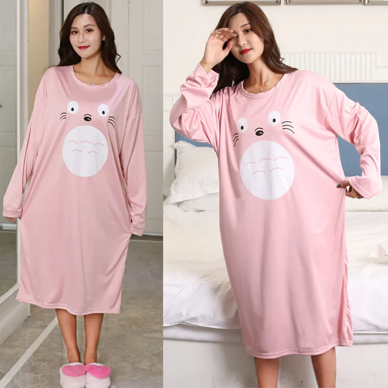 

Nightgown Women's Long Sleeve Autumn & Winter Powder Totoro Skirt M -Xxl Qmilch Double-Sided Thick