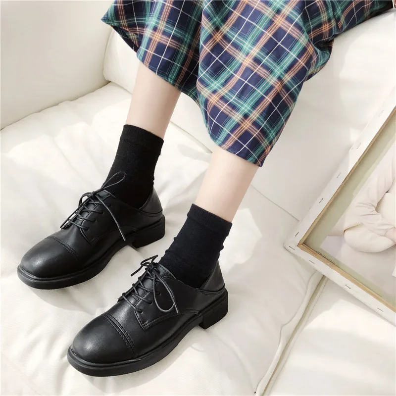

Round-Toe Women's 2019 Trendy Shoes England Leather Shoes Versatile Autumn And Winter Monsoon Small New Style Double Purpose Rub